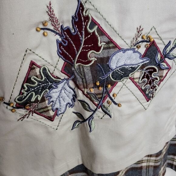 BOBBIE Brooks Men Plaid Button Down Vest Leaf Design Embroidered Pockets NWT VTG - Picture 4 of 5